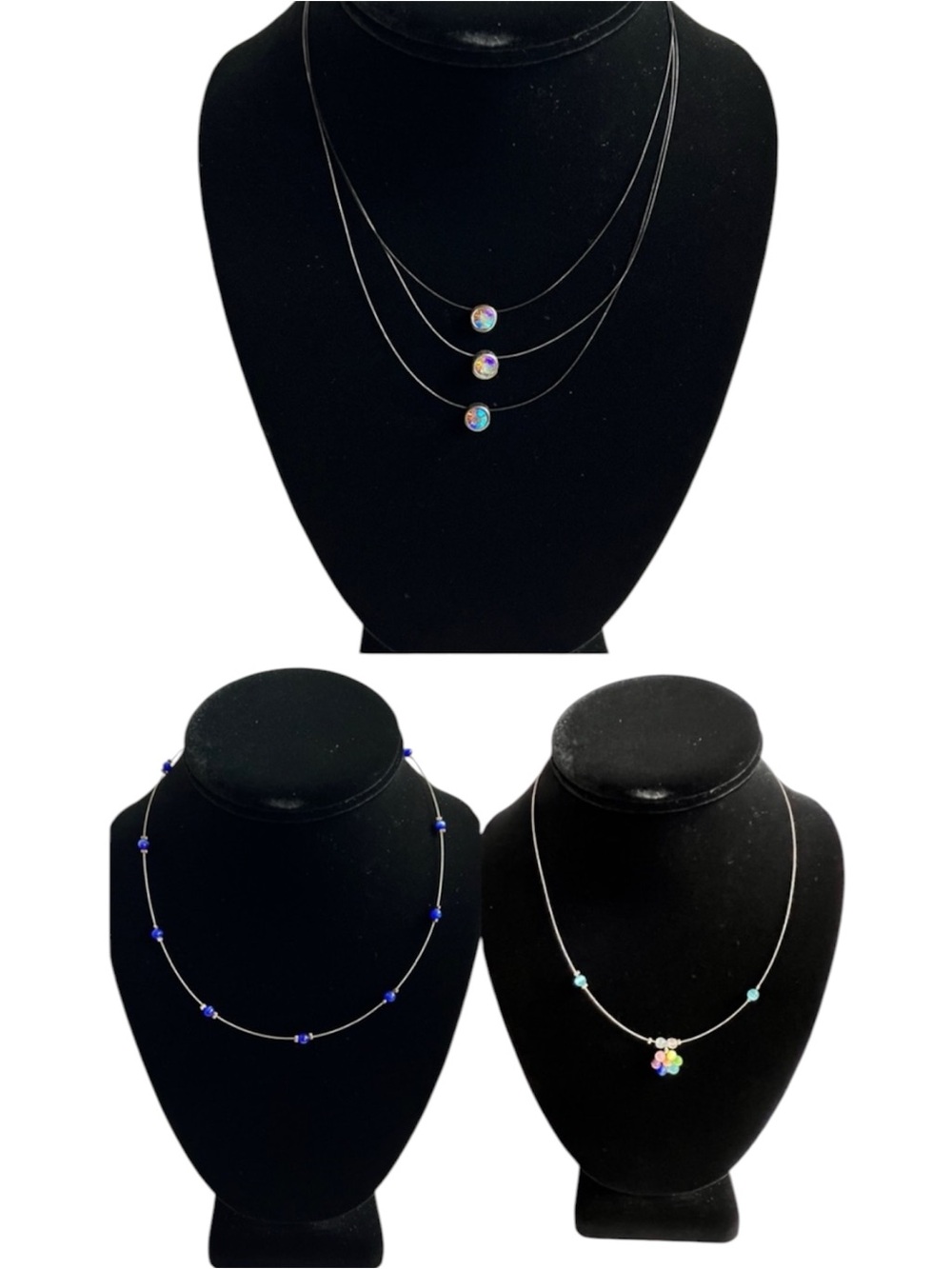 5/$20 Set of 3 Invisible Wire Necklaces Dainty Floating Pendant Minimalist